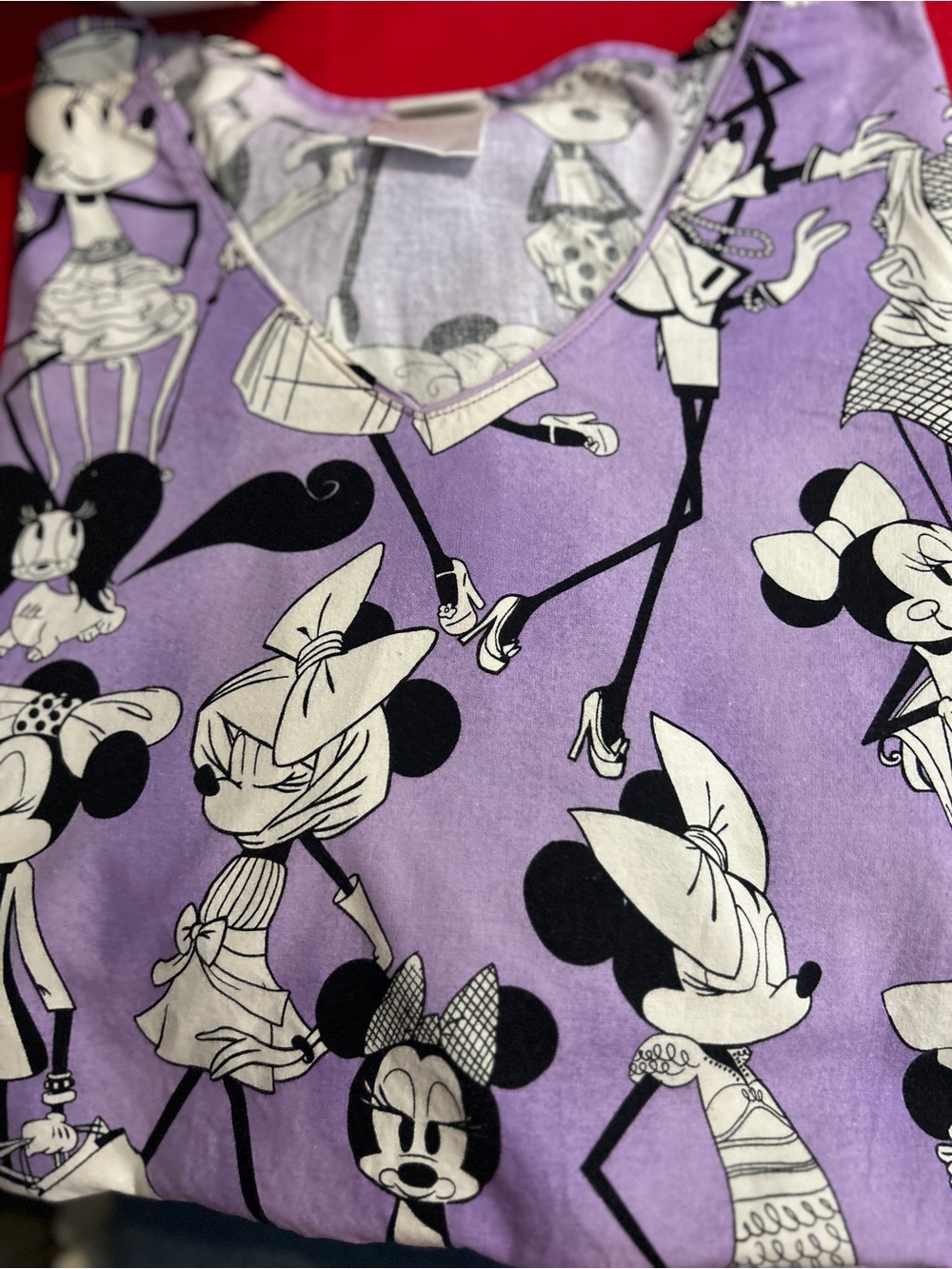 Purple Minnie Mouse Cotton Scrub  Top
